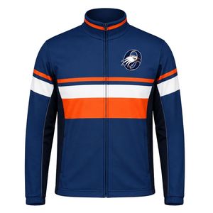 <b>Men</b> Navy Blue Orange Hockey Activewear <b>Jacket</b> Polyester Sports <b>Jacket</b> Athletic Training Wear Team Uniform Outdoor Match - Product Image 1