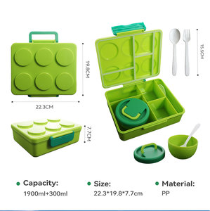 Boîte à lunch créative style blocs de construction 1900 ml, boîte bento en plastique multi-compartiments, récipient alimentaire anti-fuite, ODM OEM - Product Image 3