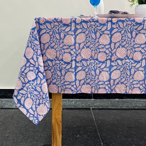 Printed Floral Cotton <b>Tablecloth</b> <b>Square</b> Classic Woven Washable Home Use Blue Pink Pattern - Product Image 4