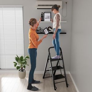 Carrello e Scala 2-in-1 Robusto con Ruote in Gomma, Capacità 300kg per Magazzino, Garage, Casa - Product Image 6