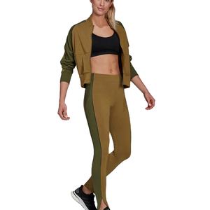 Chándal Deportivo de Lana con Cremallera para Mujer, Sudadera con Capucha, Estampado Liso, 100% Algodón, 2 Piezas, Unisex - Product Image 4