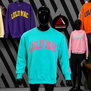 เสื้อสเวตเชิ้ตคอกลมทรงโอเวอร์ไซส์ Lulu Mac Custom Heavyweight พร้อมงานพิมพ์ลายพรีเมียม ปักอักษรแบบ Applique สไตล์สตรีทแวร์ ผ้าฝ้าย 100% - Product Image 1