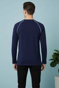 T-shirt à manches courtes en coton 100% pour homme SOSH 4, col rond, rayé, séchage rapide, tricot interlock, poche poitrine, coupe classique - Product Image 2