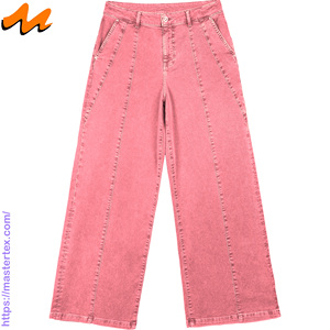 Pantalon décontracté pour femme Master Textile, coupe large, taille mi-haute, avec empiècements et surpiqûres, en tissu extensible respirant, idéal pour toutes les saisons et les occasions. - Product Image 3