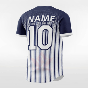 Maillot de baseball rayé bleu marine et blanc pour homme, manches courtes, boutonnage frontal, évacuation de l'humidité, impression sublimée, coupe régulière adulte - Product Image 6