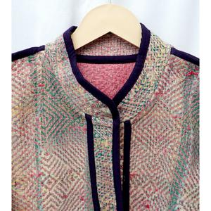 Chaqueta Kantha Vintage Hecha a Mano en India, 100% Algodón Ecológico, Diseño Boho Hippie, Acolchada a Mano, Reversible - Product Image 6