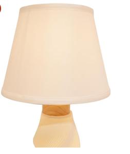 Modern Glass <b>Table</b> <b>Lamp</b> With Wood <b>Base</b> And White Drum Shade Warm White - Product Image 3