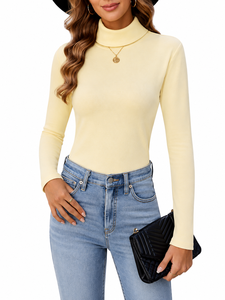 Women's Yellow Crew Neck Thick Sweater Long Sleeve Knitted Color Blocking Casual Autumn Pullover Anti-Pilling Nylon/<b>Acrylic</b> - Product Image 1