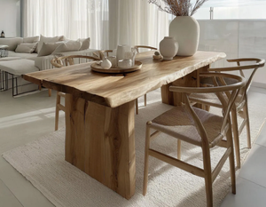 Mesa de Comedor Rectangular de Madera Maciza para 6 Personas, Muebles Modernos de Estilo Rústico para Comedor con Base de Madera Ranurada - Product Image 4