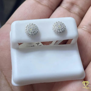 Étincelant plein rond pavé Moissanite cristal boucles d'oreilles pour les femmes luxe boule forme boucles d'oreilles pour les bijoux de mariage de mariée - Product Image 2