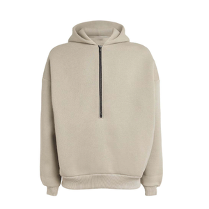เสื้อฮู้ดดี้โอเวอร์ไซส์แบบ unisex คอสูง ซิปครึ่งตัว แขนเสื้อแบบดรอปไหล่ ผ้าริบเนื้อนุ่ม 100% คอตตอน ป้องกันรอยยับ เหมาะสำหรับฤดูหนาว - Product Image 6