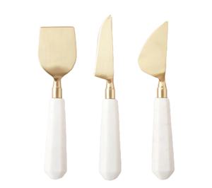 Vente en gros de 3 couteaux à fromage en acier inoxydable avec poignée Coffret cadeau en métal de qualité pour l'exportation - Product Image 1