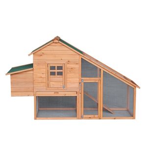 Pollaio e Gabbia per Conigli in Legno a Due Livelli Impermeabile da 75 Pollici, Nuovo, con Vassoio Raccogli Uova e Recinto Esterno - Product Image 2
