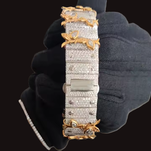 Custom Stunning Full Iced Out Round Moissanite Diamond Classic Date and Roman Numeral 925 Silver Diamond <b>Watch</b> <b>For</b> <b>Men</b> Gift - Product Image 5