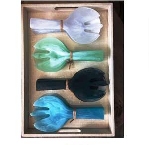 Handmade Resin <b>Salad</b> <b>Tools</b> Server Set Custom Handle Classic Design Eco-Friendly Dishwasher Safe Mirror Polish Party Tableware - Product Image 1