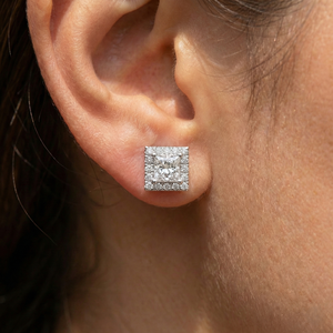 Ensemble de boucles d'oreilles pour femme en diamant de laboratoire 1,02 carat, taille princesse brillant, or 14 carats, certifié IGI, léger, style designer unique, vente en gros - Product Image 6