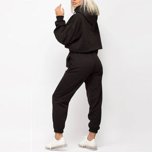 Conjunto Deportivo Premium para Mujer, Bordado, Estilo Vintage, Sudadera Corta y Pantalones Deportivos, 100% Algodón, Logotipo Personalizado, Invierno - Product Image 2