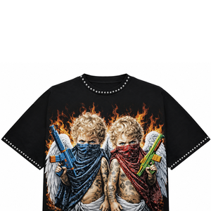 T-shirt graphique personnalisé avec strass et impression numérique, manches courtes, col rond, style streetwear, coupe classique, pour un confort optimal. - Product Image 3