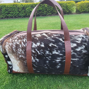 Sac de voyage vintage en cuir véritable avec poils de vache, organisateur suspendu léger grande capacité pour week-end LHDB-0046 - Product Image 4