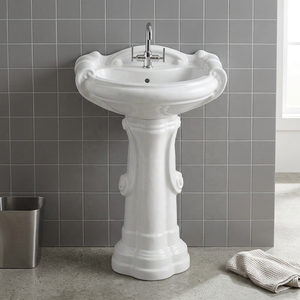 Nuevo Lavabo Decorativo de Cerámica Moderno con Pedestal, Lavabo Independiente de Estilo Europeo para Instalar en el Suelo - Product Image 2
