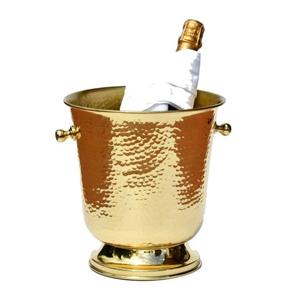 Seau à glace en métal doré de forme ronde avec poignées en anneau, design glamour, résistant à la rouille, refroidisseur de boissons pour fêtes, décoration de mariage - Product Image 5