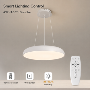 Lámpara de araña LED redonda moderna de 48W, tricolor, regulable, con control remoto y altura ajustable para comedor, dormitorio y sala de estar - Product Image 2