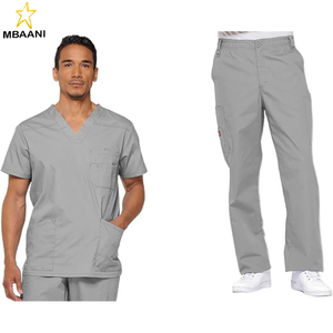 ชุดสครับสำหรับผู้ชายพร้อมเสื้อคอวี 5 กระเป๋า รุ่น 81906 พร้อมกระดุมปิด กางเกงเอวยางยืด รุ่น 81006, เสื้อ/กางเกงไซส์ M ทรงสูง - Product Image 1