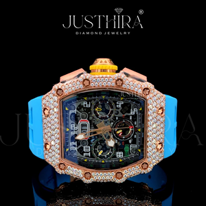 Montre de luxe en moissanite de qualité supérieure pour homme, style hip-hop, avec pierres brillantes, disponible à la vente - Product Image 5