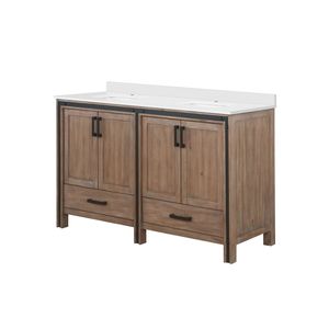 Legno Rustico Stile Barnwood 60 Pollici L X 22 Pollici Mobile Bagno Doppio con Top in Marmo Coltivato - Product Image 3