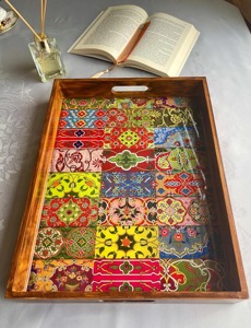 ถาดไม้เคลือบเรซิ่นพิมพ์ลายเคลือบเงาสำหรับเสิร์ฟขนมหวานและเค้ก  อุปกรณ์ตกแต่งเค้ก - Product Image 3