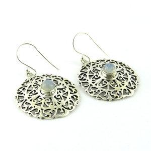 Tendencia nocturna Pendientes de plata de ley 925 con piedra lunar de arcoíris, joyería de fabricante - Product Image 3