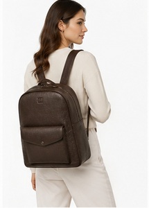 Premium Genuine Leather Casual Vintage Fashion Minimalist Men's Office Business Laptop Travel <b>Backpack</b> Polyester Zipper Stylish - Product Image 3