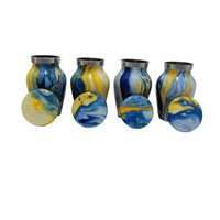 Urne funéraire miniature bleu océan, nouvelle finition, pour cendres humaines, lot de 4 pièces, en aluminium, style américain, couleur personnalisée
