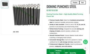 Steel Doming <b>Punch</b> <b>Set</b> Metal Forming Jewelry Tools Precision Shaping <b>Punches</b> Kit |Item No GS-593 - Product Image 2