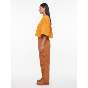 <b>Women's</b> Oversized 460GSM Heavyweight French Terry <b>Half</b> <b>Zip</b> Crop Hoodie XS Short Logo Printed Plain <b>Sweatshirt</b> with Front Logo - Product Image 3