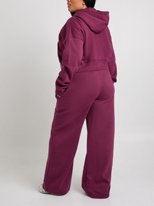 Survêtement uni de qualité supérieure, prix usine OEM, sweat à capuche et pantalon de jogging pour femme avec poches latérales, 100% coton - Product Image 5