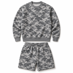 Ensemble de survêtement oversize pour homme, tendance, décontracté, deux pièces, pull et short, vêtements de sport - Product Image 1