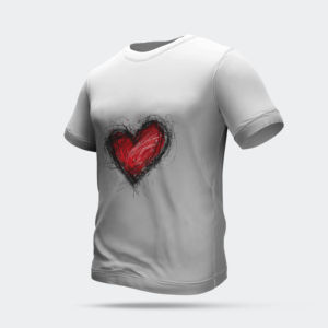 T-shirt da uomo bianca a maniche corte <span class=keywords><strong>con</strong></span> scollo rotondo e motivo a <span class=keywords><strong>cuore</strong></span> <span class=keywords><strong>rosso</strong></span> disegnato a mano, vestibilità casual regolare, in tessuto lavorato a maglia <span class=keywords><strong>con</strong></span> stampa sul retro - Product Image 6