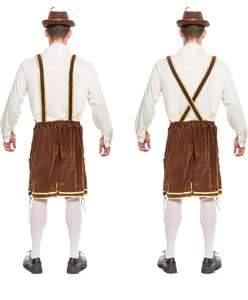 Ensemble de Lederhosen bavarois haut de gamme pour hommes, en cuir de vachette brodé, tenue pour le festival de la bière Oktoberfest - Product Image 1