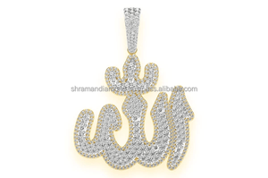 Trendy Unisex Jewelry 10K <b>Gold</b> Custom <b>Arabic</b> Name Vintage Moissanite Diamond Iced Islamic Allah <b>Necklace</b> Pendant Religious Charm - Product Image 2