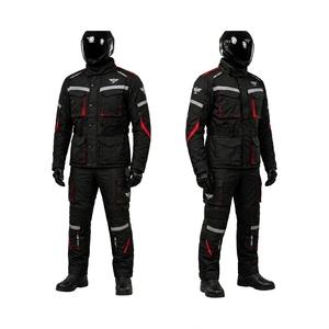 Men Motorcycle Riding Suit Full Sleeve Black Red Reflective Windproof Breathable Polyester/Nylon Winter <b>Jacket</b> Pants Set - Product Image 4