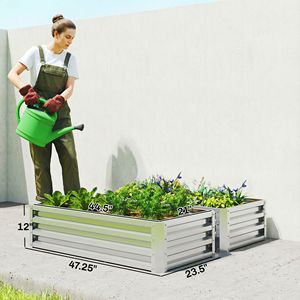 Bac à légumes surélevé en métal galvanisé 4FT X 2FT X 1FT, aspect rouillé, pour la culture de légumes, fleurs et herbes, carré, couleur argent - Product Image 3
