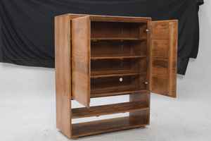 Zapatero de madera maciza de mango con 2 puertas cerradas y 2 estantes abiertos - Product Image 2