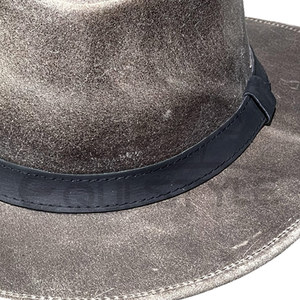 Mens Travel <b>Hat</b> Grey Crazy Cow Distressed Leather Western <b>Hat</b> Plain Black <b>Band</b> Outdoor Fashion Australian <b>Hats</b> - Product Image 6