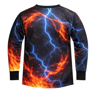 Custom Paintball Jersey Blue Lightning Orange <b>Fire</b> Sublimation Vibrant Team Apparel Breathable Mesh Long Sleeve Sportswear - Product Image 3
