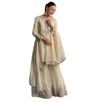 Salwar Kameez pakistanais en dentelle brodée, 100% coton, respirant, écologique, lavable, taille naturelle, été, boutonné