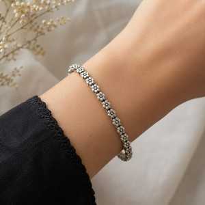 Sterling Silver Floral Bangle <b>Bracelet</b> | Handmade Flower Pattern Bangle | Vintage Silver <b>Bracelet</b> | Stackable Jewelry | Artisan - Product Image 2