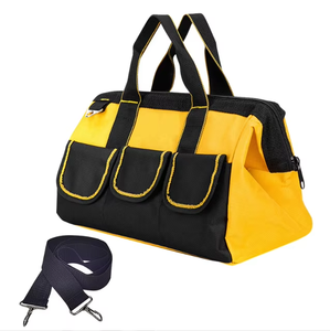 Sac à outils jaune et noir avec plusieurs poches et fermeture à glissière pour le rangement de l'équipement - Product Image 4