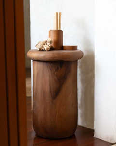 Mesa Auxiliar Redonda de Madera de Teca Sólida de Primera Calidad, Taburete Decorativo Hecho a Mano para Muebles de Villas Tropicales, Resorts y Cafés - Product Image 3