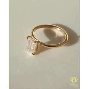 Elegant VVS Moissanite Diamond <b>Ring</b> 925 Sterling <b>Silver</b> Emerald Cut <b>Solitaire</b> Engagement <b>Ring</b> Luxury Fine Jewelry For Women Gift - Product Image 4